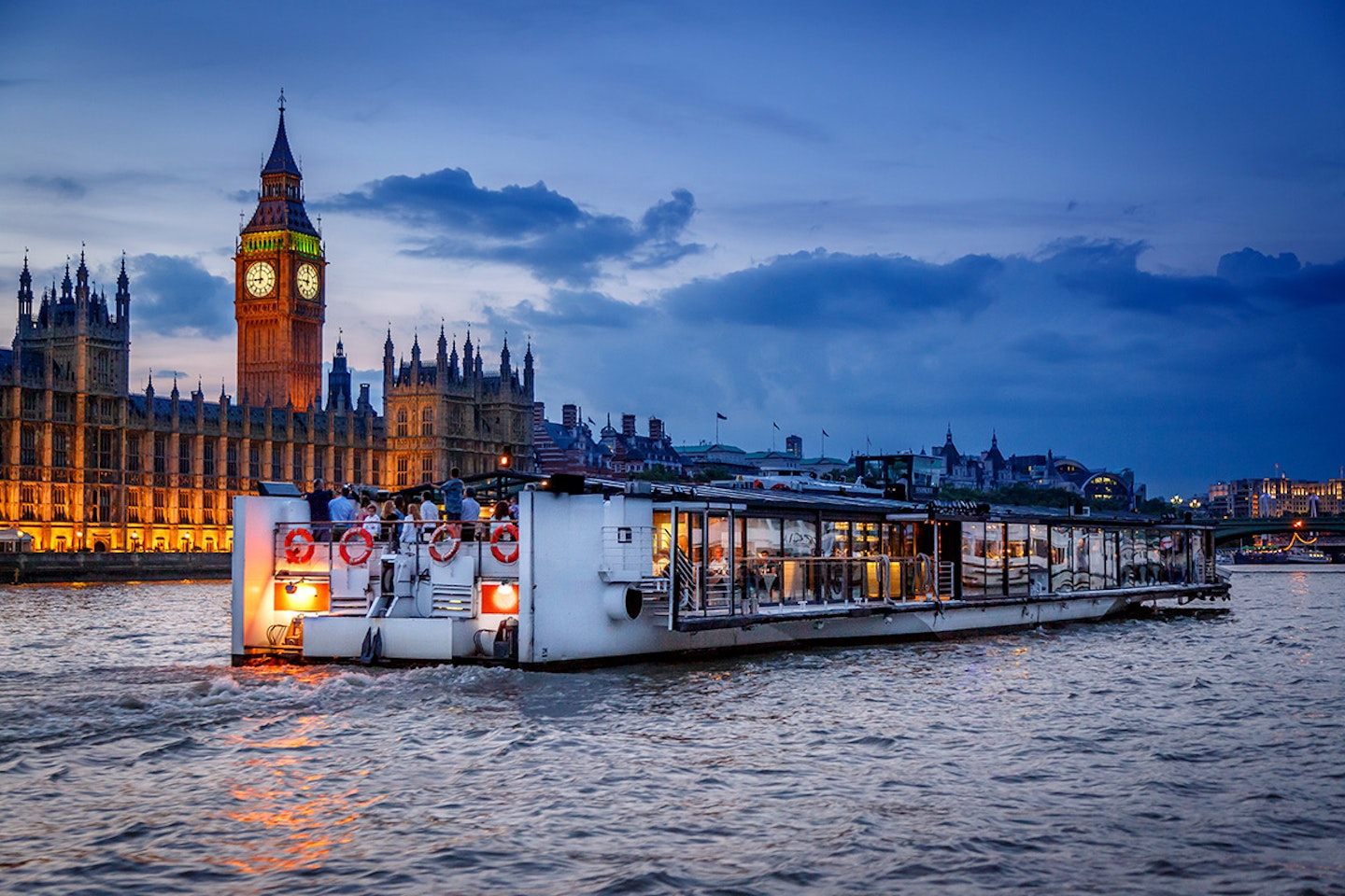 Bateaux London Three Course Thames Dinner Cruise with Wine for Two