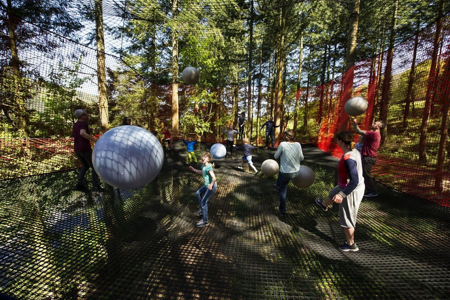 Family of Four Treetop Nets Experience at Zipworld