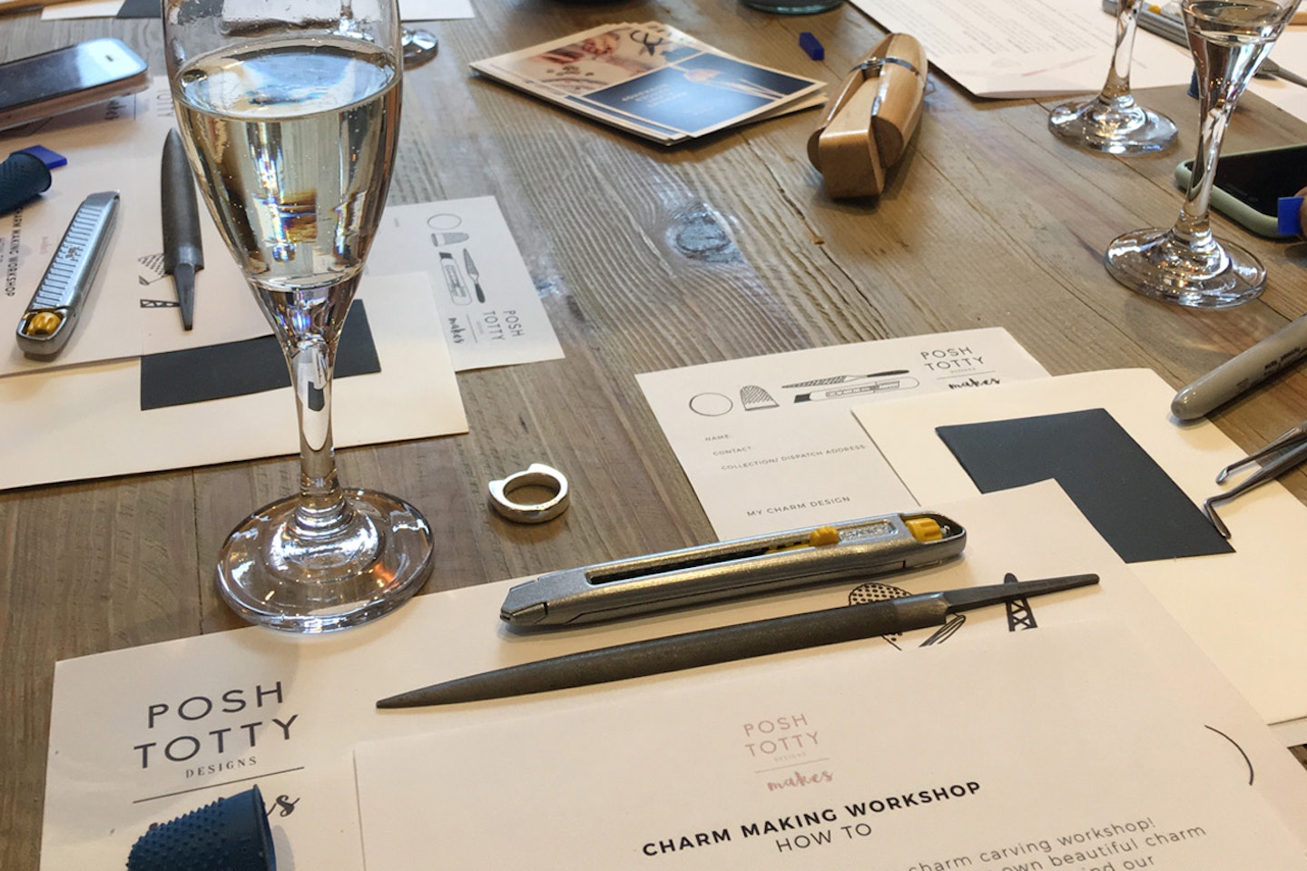 Personalised Silver Charm Making Workshop with Prosecco at Posh Totty Designs