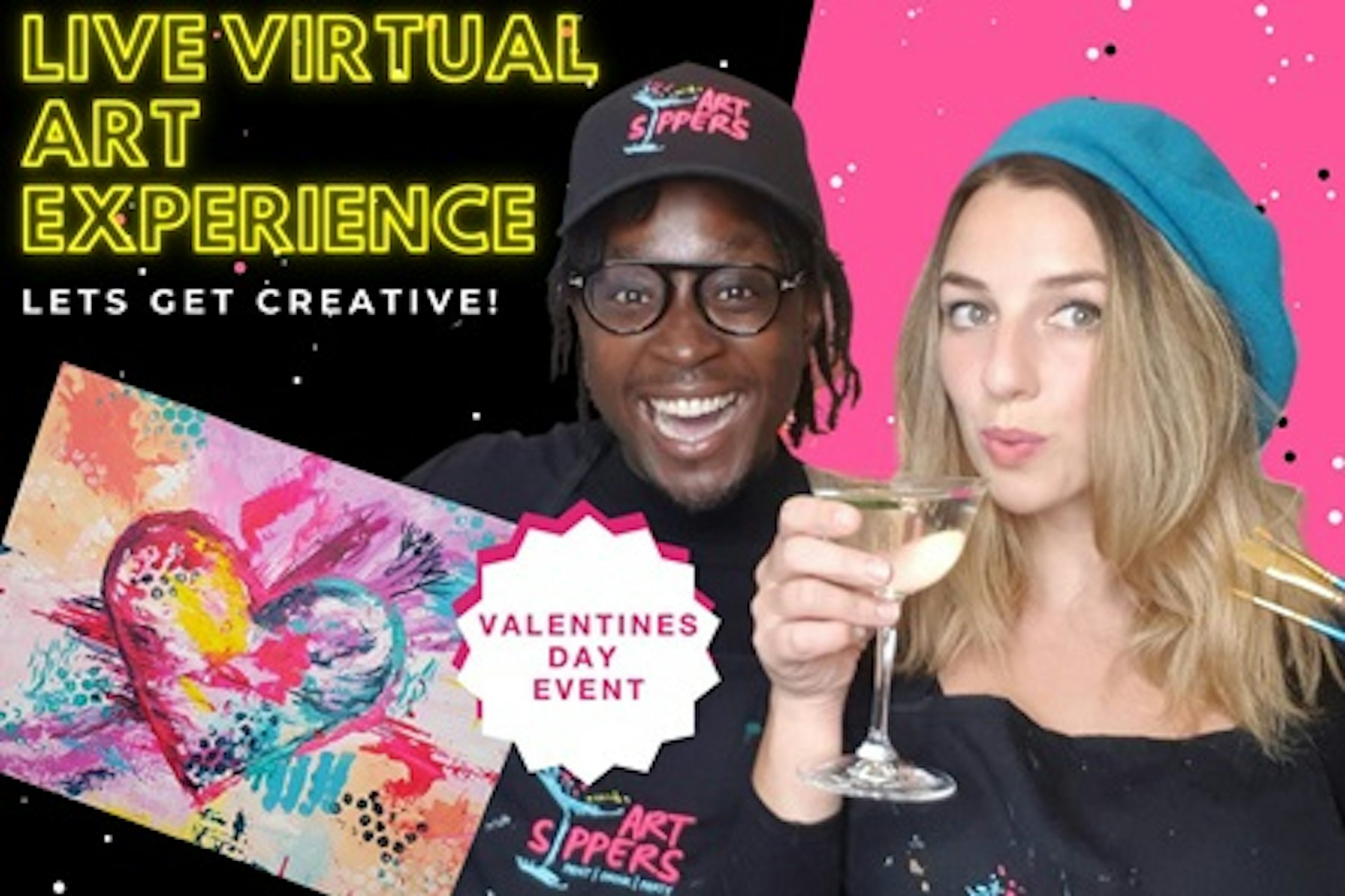 Get Creative Together - Date Night Live Virtual Art Experience with Drinks for Two with Art Sippers 1