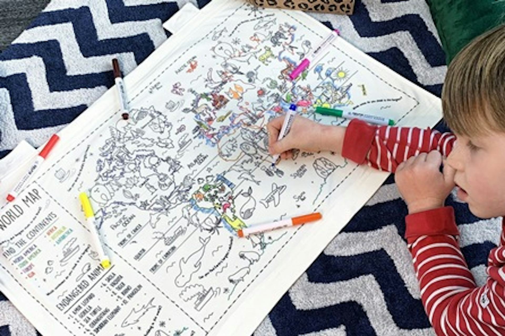 Colour Your Own World Map Fabric Wall Art