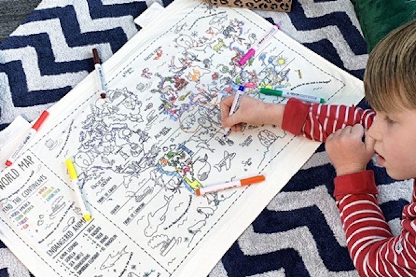 Colour Your Own World Map Fabric Wall Art 2